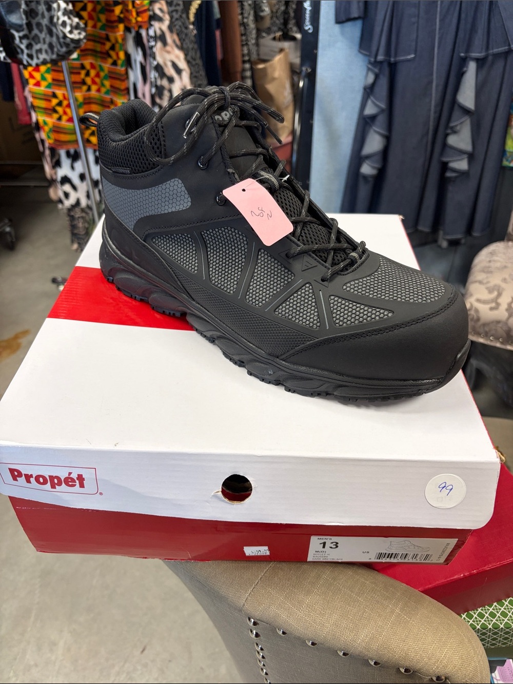 Propet Men's Black and Gray Athletic High-Top Walking Shoe